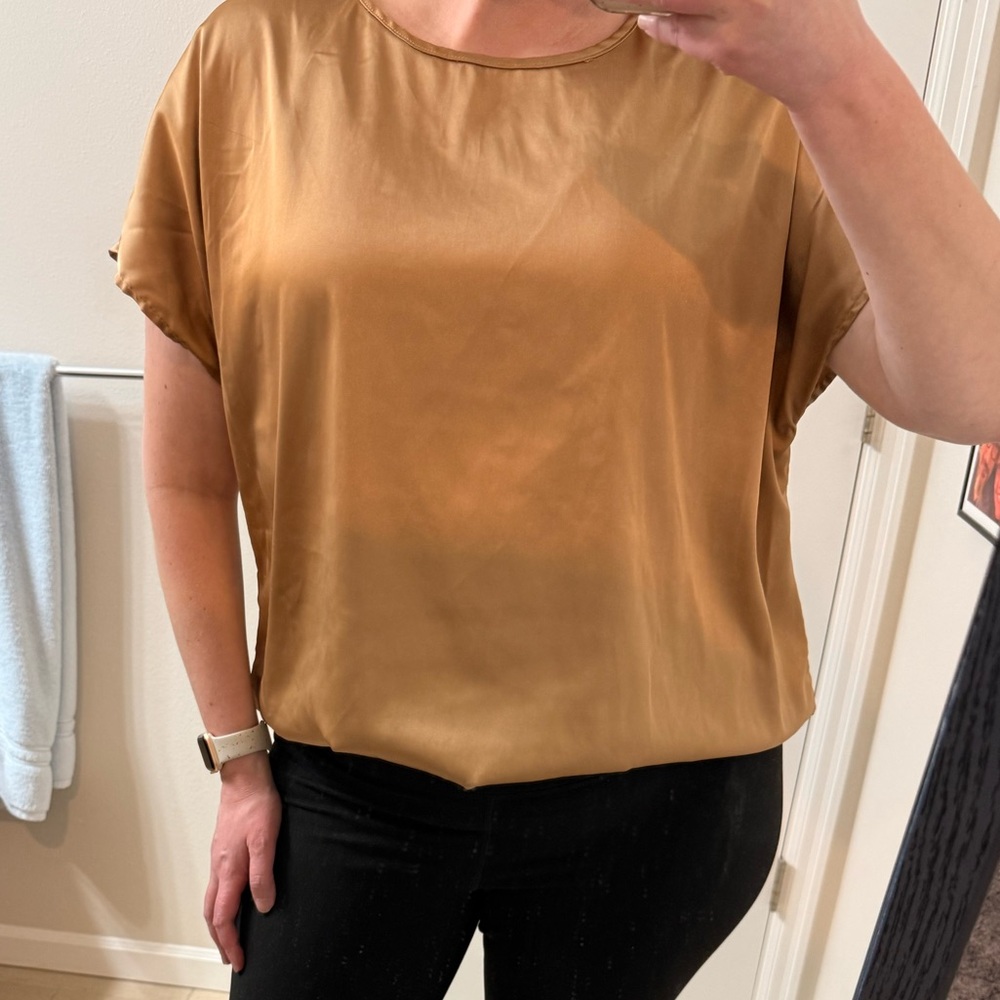 SHEIN Gold Shimmery Satin Blouse